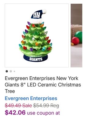 NFL New York Giants Green LED Ceramic Christmas Tree with Blue Hat
